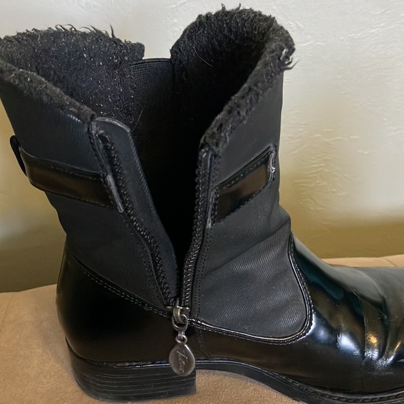 Black leather uppers faux fur winter / rain boots - Picture 5 of 5